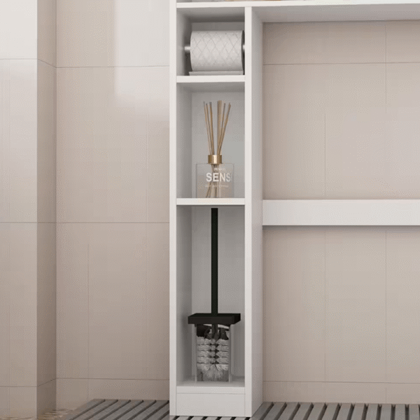 32.2 in. W x 71.9 in. H x 9.8 in. D White Over The Toilet Storage Bathroom Space Saver with Doors Cabinet, Open Shelves